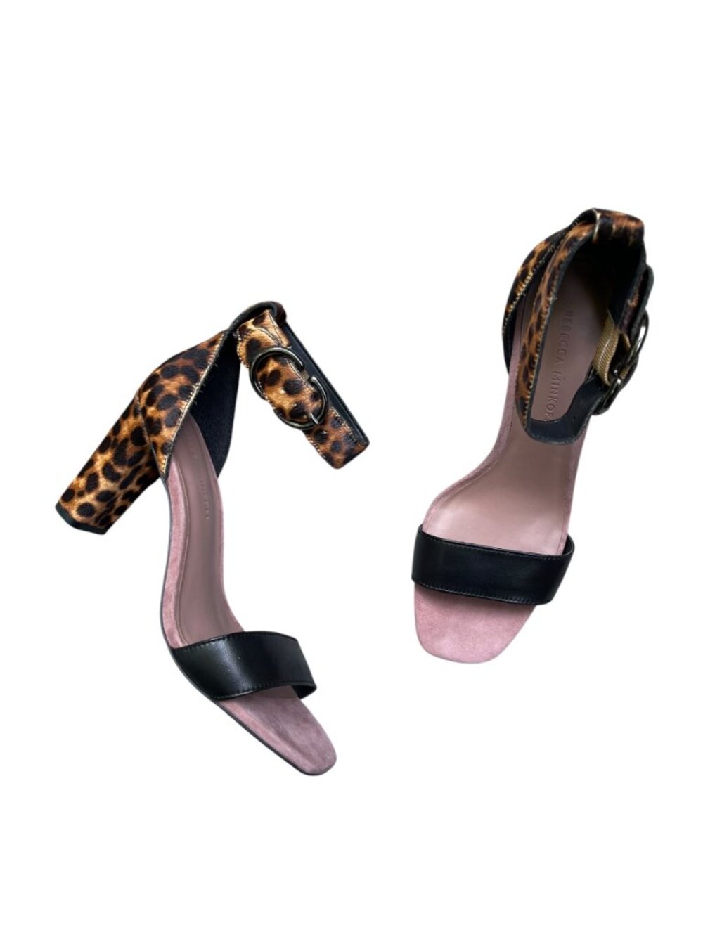 Rebecca Minkoff Leopard Cow Hair Ankle Strap Block Heel Sandals‎ 7 NIB Edgy